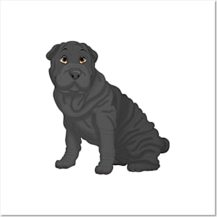 Black Shar-Pei Dog Posters and Art